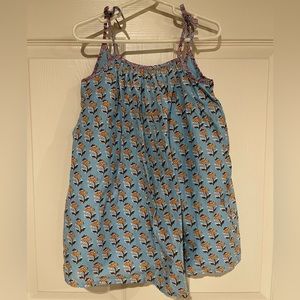 Block-print Scoop Neck Spaghetti Strap Sundress, size 2-3, Zara